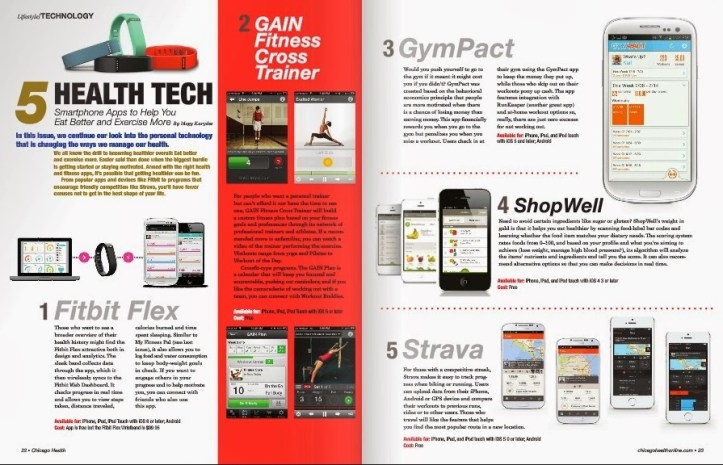 Chicago Health magazine - Winter 2014 print issue: 5 Health Tech Apps to Help You Eat Better & Exercise More